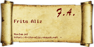 Frits Aliz névjegykártya